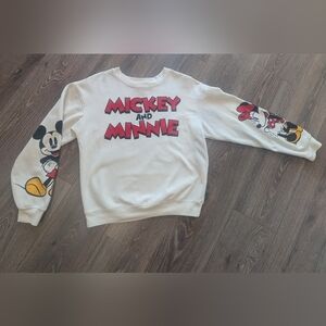 Disney Mickey Minnie Sleeve Graphic Crewneck Sweatshirt Unisex M Vintage Style